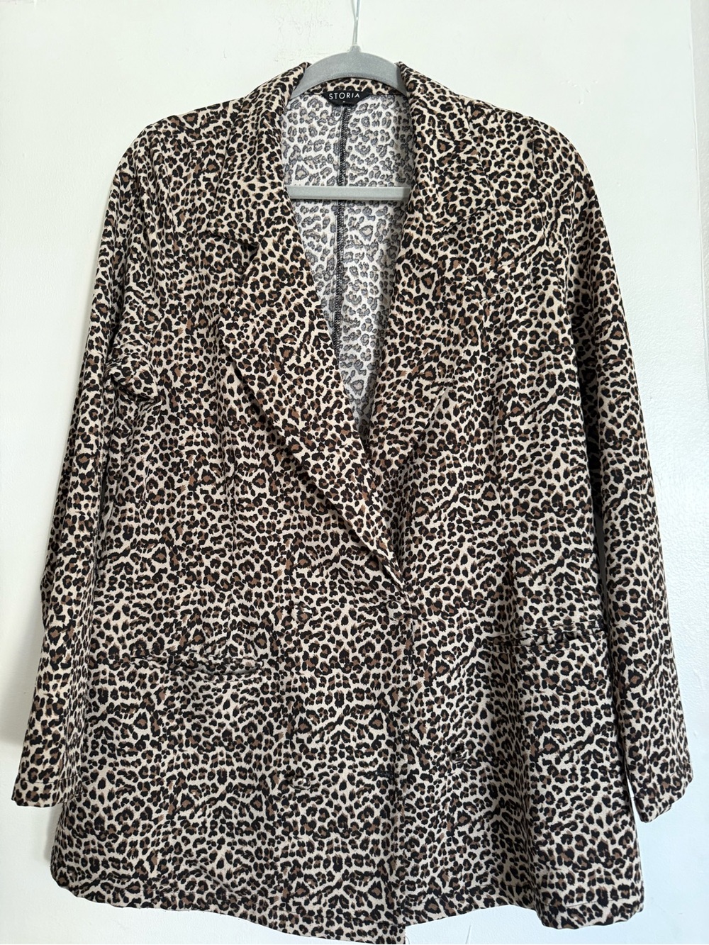 Storia Leopard Print Blazer in Beige and Brown